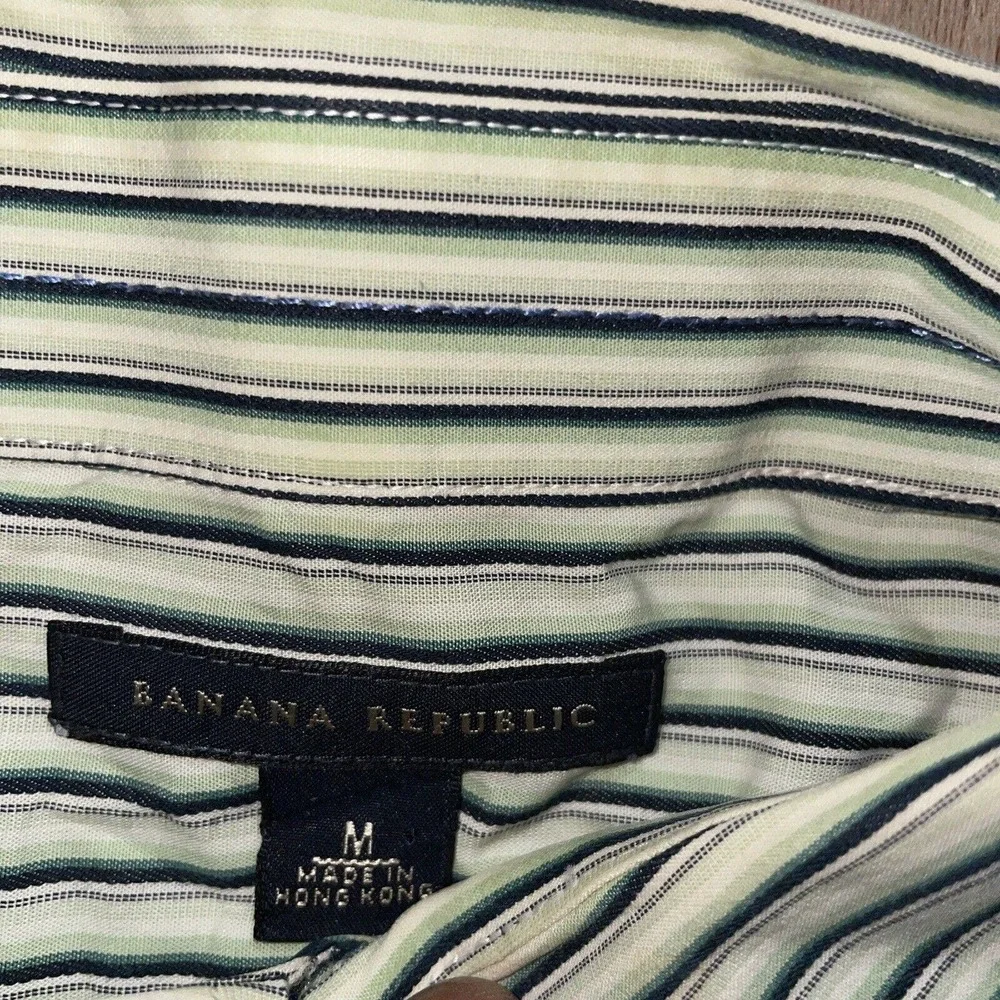 Vintage Banana Republic Mens M Multicolor Striped‎ Casual Dress Shirt